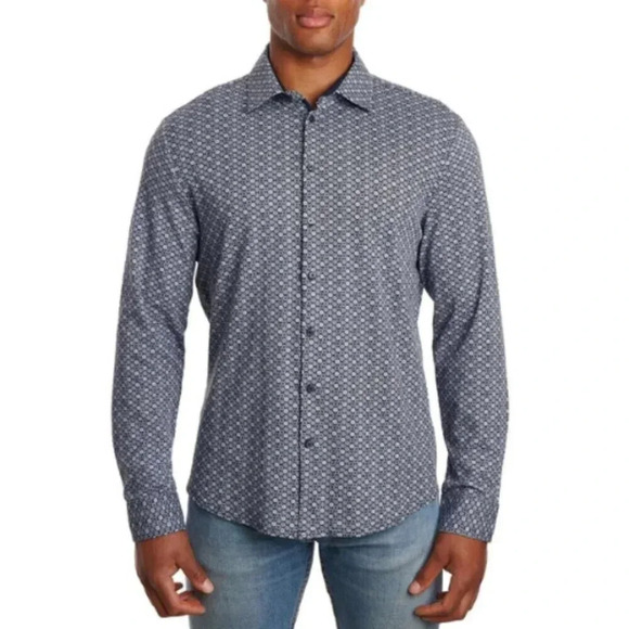 English  Laundry Mens Medium Stretch Fitted Knit Print Shirt - Picture 1 of 14